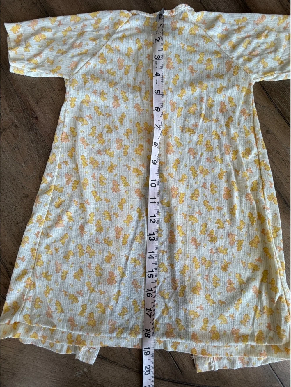 Vintage 70s baby Carters layette nightgown yellow bunny animals sleep clothes